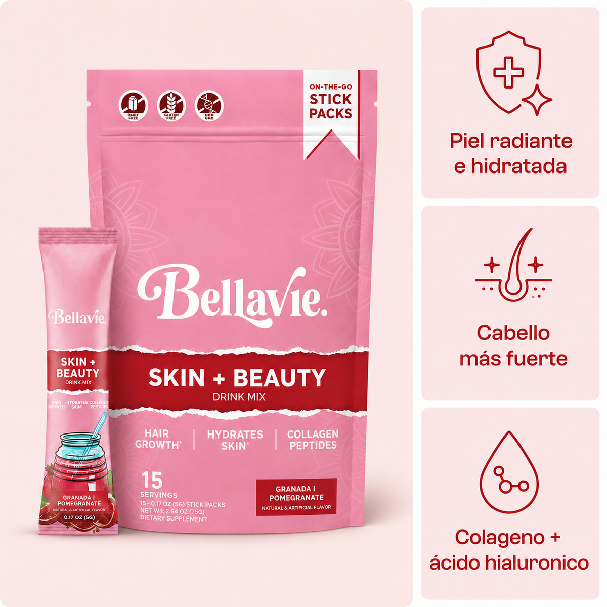 Bellavie Skin + Beauty — Colágeno + Ácido Hialurónico